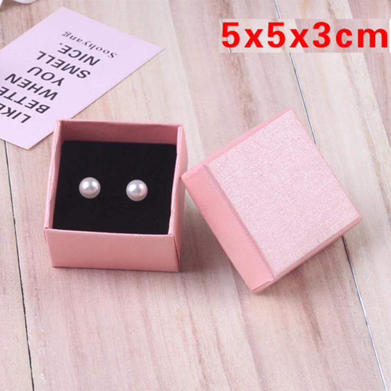 24pcs Square Paper Jewelry Packaging Box High Quality 8*5cm Pink Necklace Ring Earrings Bracelet Gift Box for Valentine's Day