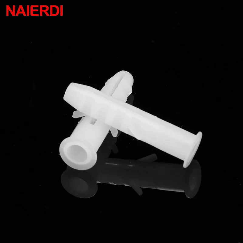 50PCS NAIERDI 5-8mm Screws M5-M8 Rubber Expansion Pipe Flat Round Head Self-Tapping Screw Nylon Tube Wall Wood Hardware Tool