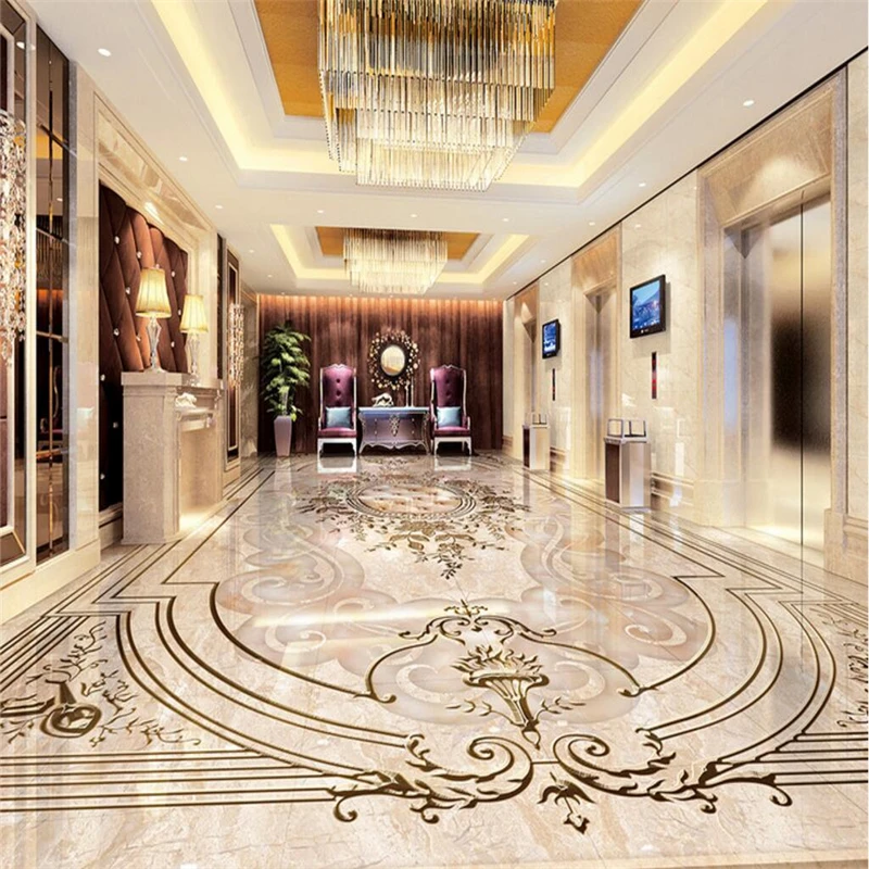 

beibehang Custom photo floor painted high-end European style jade relief 3D floor to paste papel de parede 3d para sala atacado