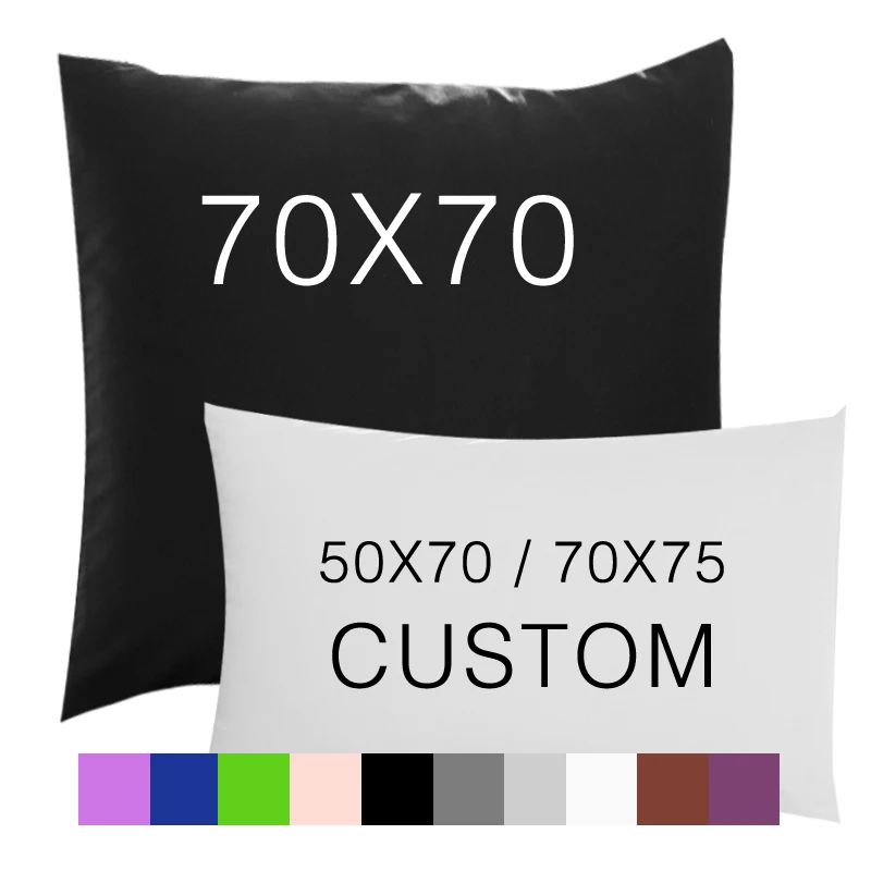 

2PCS Pillow Case 70*70 50*70 50*75 Solid Pillowcase Decorative Pillow Cover Bedding for Hotel Wedding White