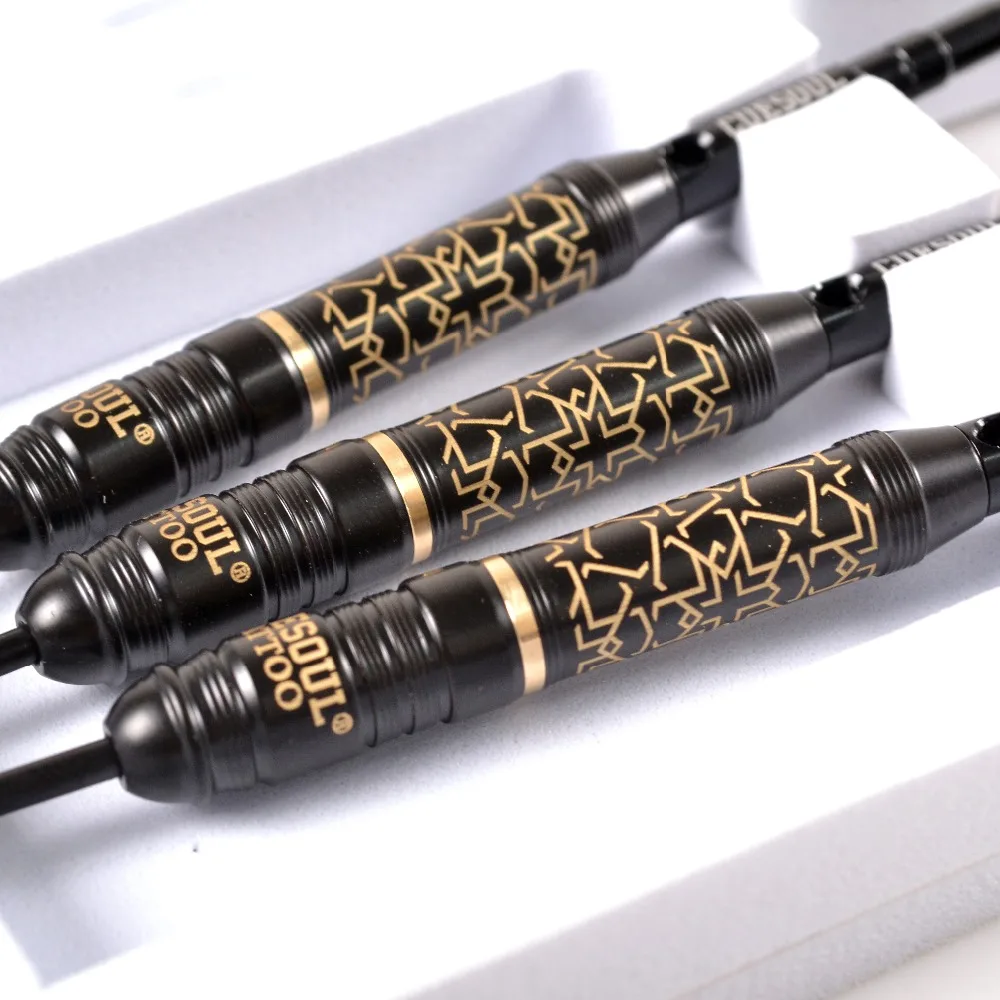 CUESOUL TATTOO Series 23g Black Coated Brass Steel Tip Darts,with Unique Pattern Engraved