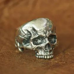 LINSION 925 Sterling Silver Skull Ring Mens Biker Rock Punk Ring TA135 US Size 7~14 BZ