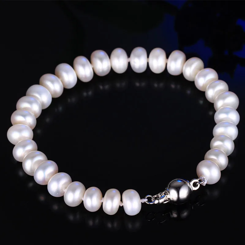 HENGSHENG 2019 Pearl Jewelry Bracelets Natural Pearl Bracelets Fine Jewlery 8-9mm Black Freshwater Pearl Gift for Women