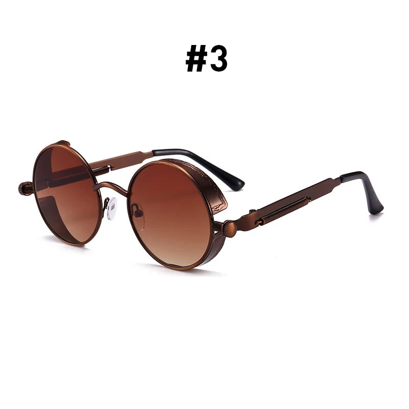 VIVIBEE Vintage Steampunk Rote Sonnenbrille für Herren, Runde Punk-Legierung Metall Retro Sonnenbrille für Damen, 2026 Goggles im Gothic-Stil