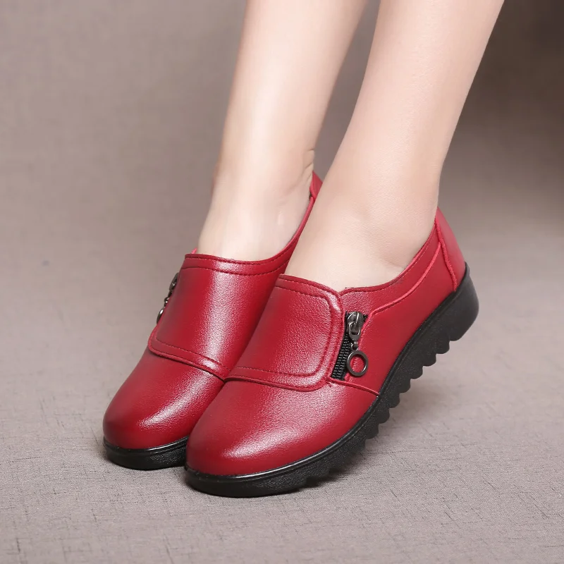 

New Autumn Women's Shoes Fashion Casual Women Leather Shoes Ladies Slip On Comfortable Plus Size Work shoes Female driving shoes