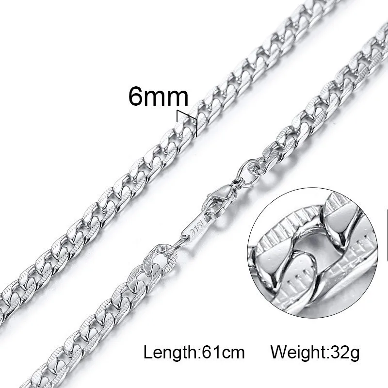 Fashion Jewelry silver color Chains Stainless Steel Men Necklace 3mm 4mm 6mm Curb Snake Cocoon Chains Women Accessories