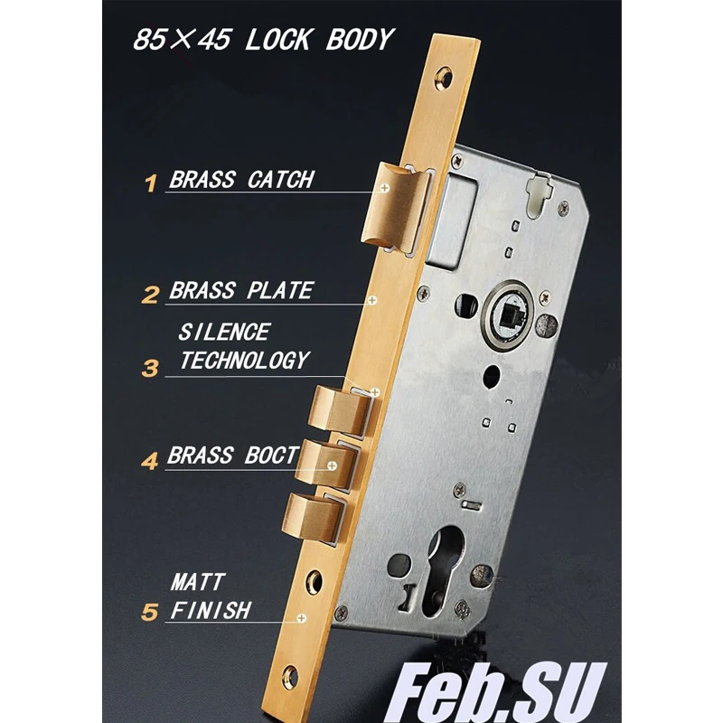 85CM DOOR THICKNESS 35-55MMDOOR HANDLE BRASS LOCK WITH 70MM KEY LOCK