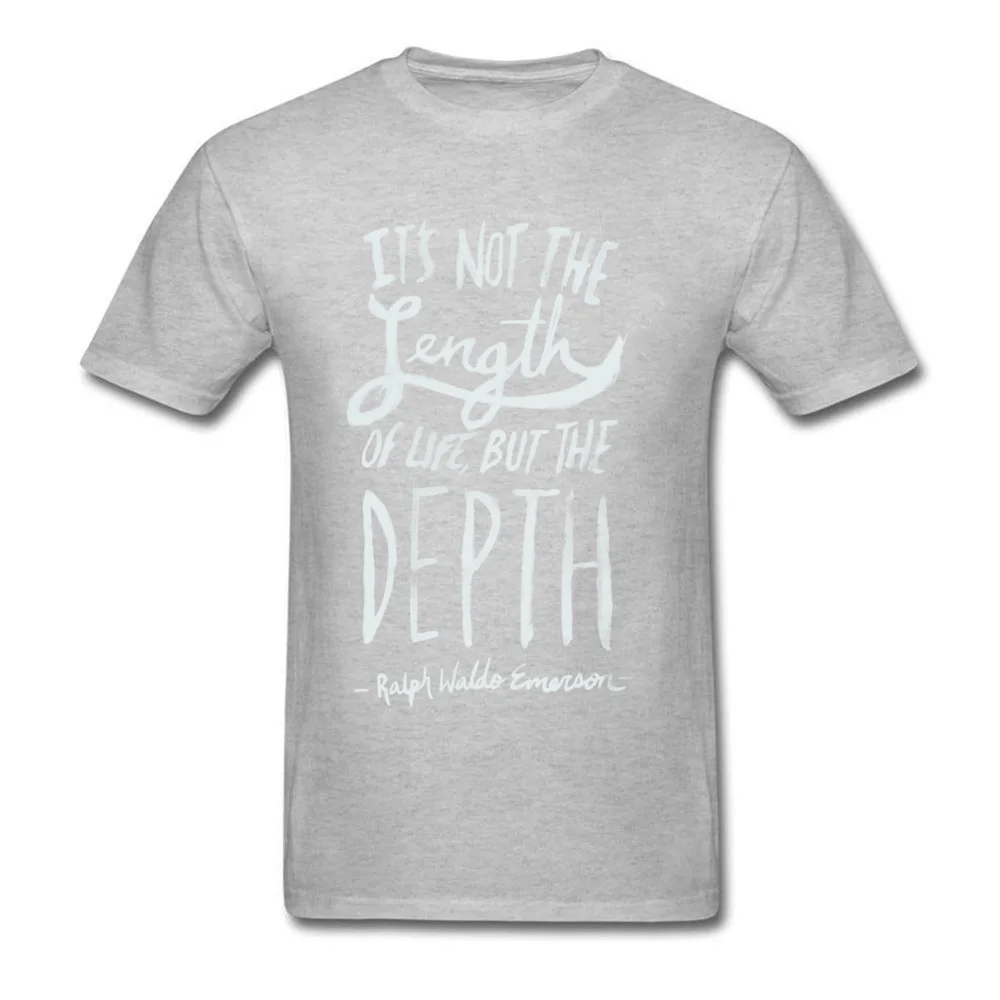 Ralph Waldo Emerson Quote Design Men T-shirt Letter Simple Style Tees Short Sleeve Black Tops Depth Of Life Poem