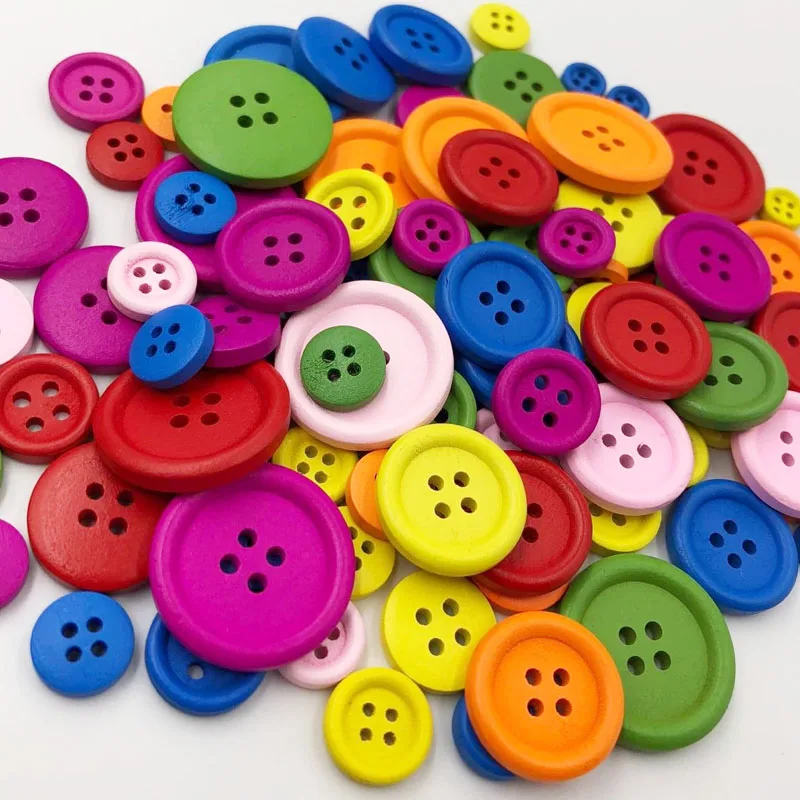 

10-50Pcs 4 Holes Mixed Size Wood Buttons For Craft Round Sewing Buttons Scrapbook DIY Home Decoration Accessories WB535