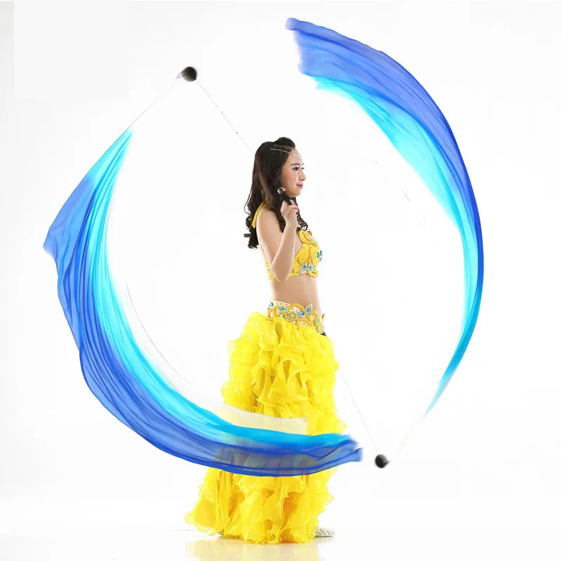 Real Silk Veil POI Streamer Thrown Balls Belly Dancer Stage Performance Props Bellydance Costume Accessory