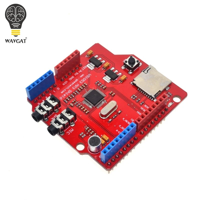 WAVGAT VS1053 VS1053B Stereo Audio MP3 Player Shield Record Decode Development Board Module With TF Card Slot For Arduino UNO R3