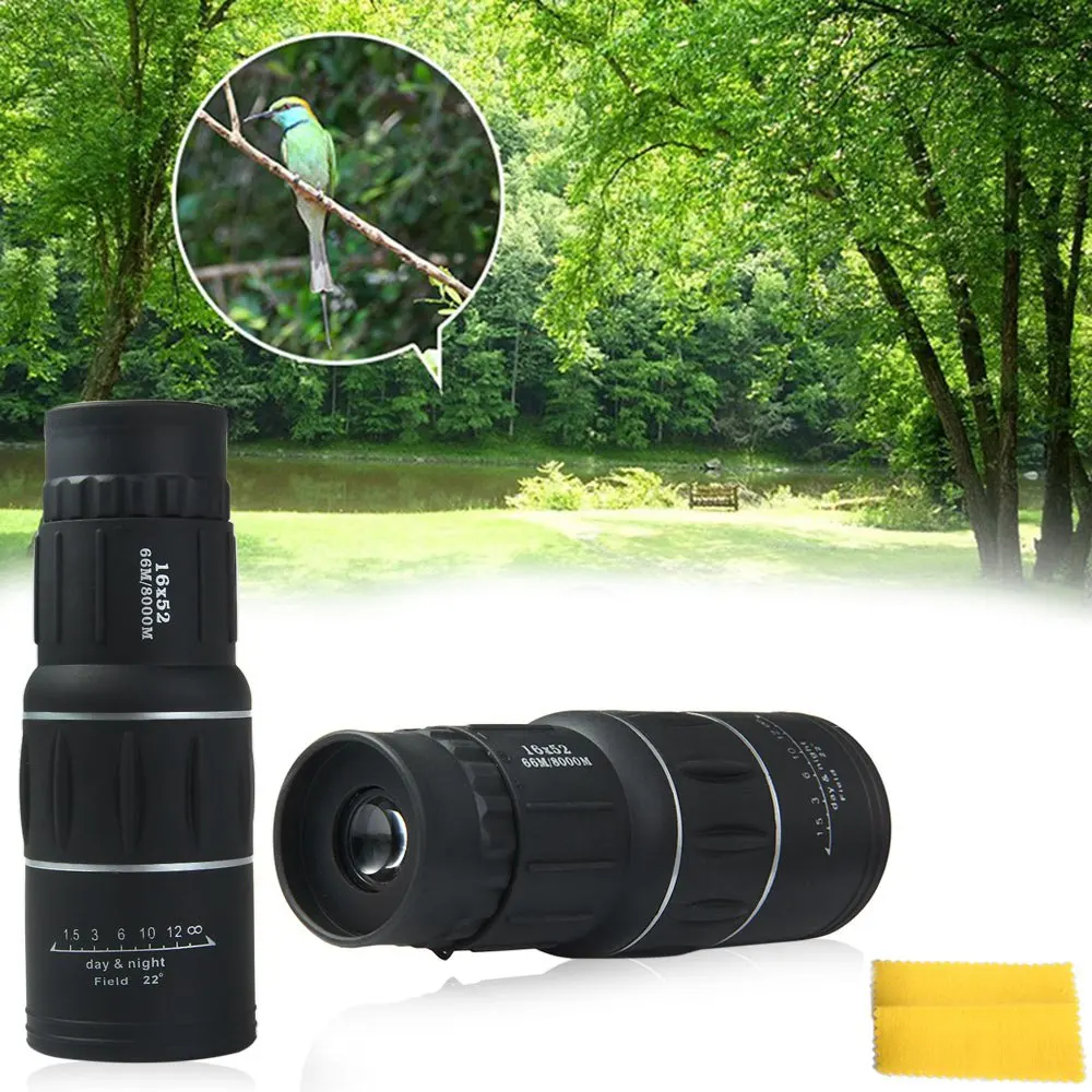 Genuine 16x52 Single Cylinder Portable Telescope Dual Focus Zoom Monocular Binoculars Multi Coating Optic Lens Spotting Scope