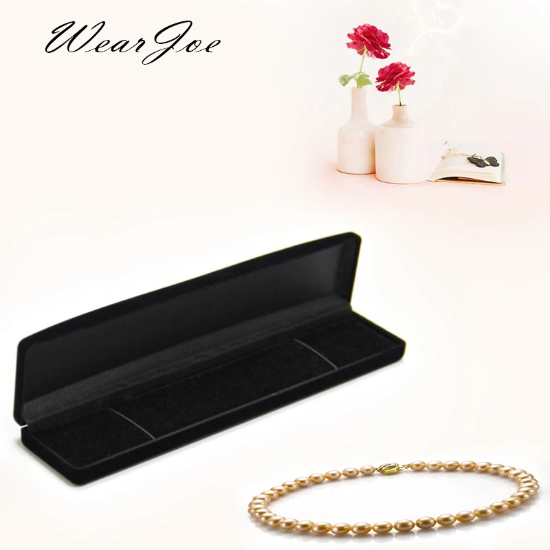 

Free Shipping Necklace Pendant Storage & Packaging Box Rubber Band Fixed Pearl Necklace Jewelry Display Case Engagement Gift Box