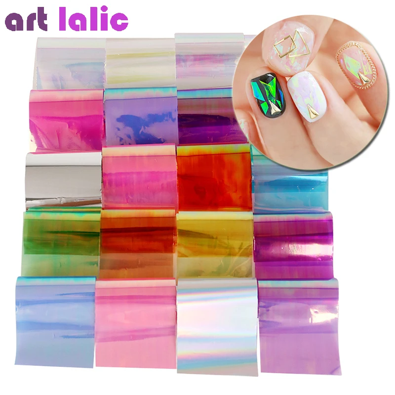 20Pcs Starry Sky Nail Foils Set DIY Nail Art Transfer Stickers Decal Fashion Broken Glass Effect Nail Tips Decorations