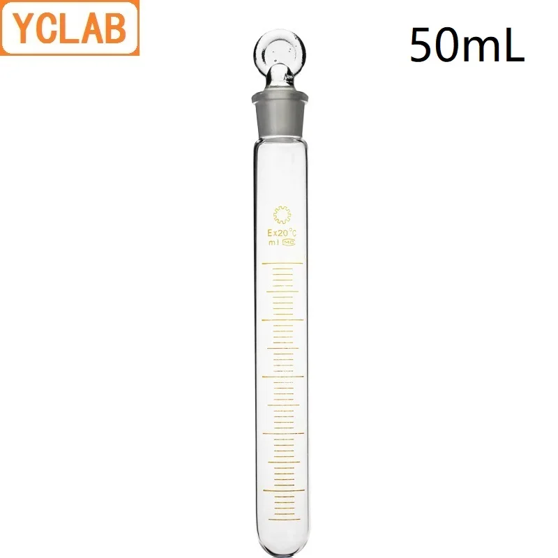 YCLAB 50mL Glass Test Tube with Graduation and Glass Stopper High Temperature Acid Alkali Resistance Laboratory Equipment