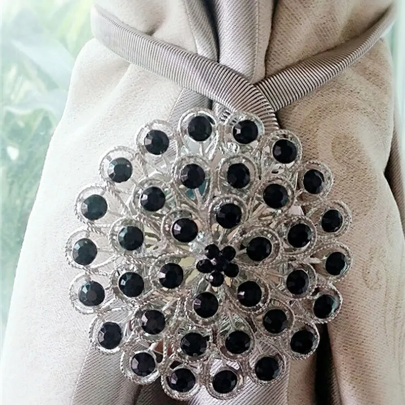 1pcs Flower Shape Rhinestones Magnet Curtain Tieback Magnetic Curtains Buckle Window Screening Ball Clip Holder Home Accessories