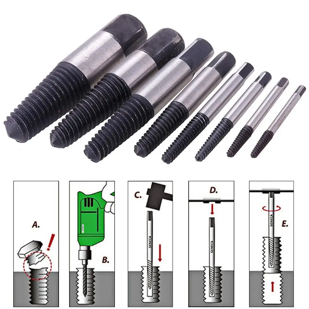 Hot Sale 8Styles Damaged Screw Extractor Easy Out Set Drill Bits Guide Broken Damaged Bolt Remover Hand Tool