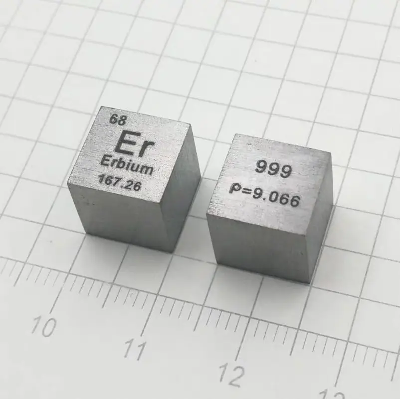 99.9% High Purity Erbium Rare Earth Metal  Er 9.07g Carved Element Periodic Table 10mm Cube