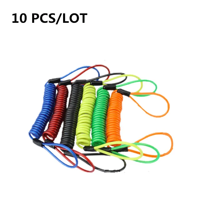 10pcs 1.2m Anti-Thief Spring Cable Motorcycle Alarm Disc Lock Security Motorbike Wheel Disc Brake Bag Reminder Motor Accessories