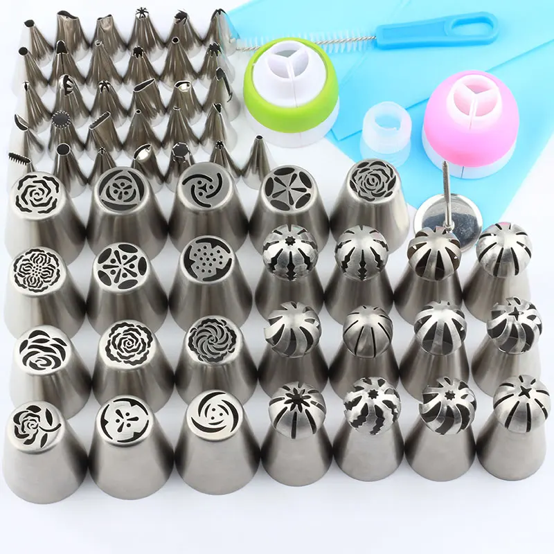 

65Pcs/Set Russian Piping Icing Nozzles Tip Flower Icing Piping Silicone Nozzle Pastry Tip Stainless Steel Cake Decorating Tools