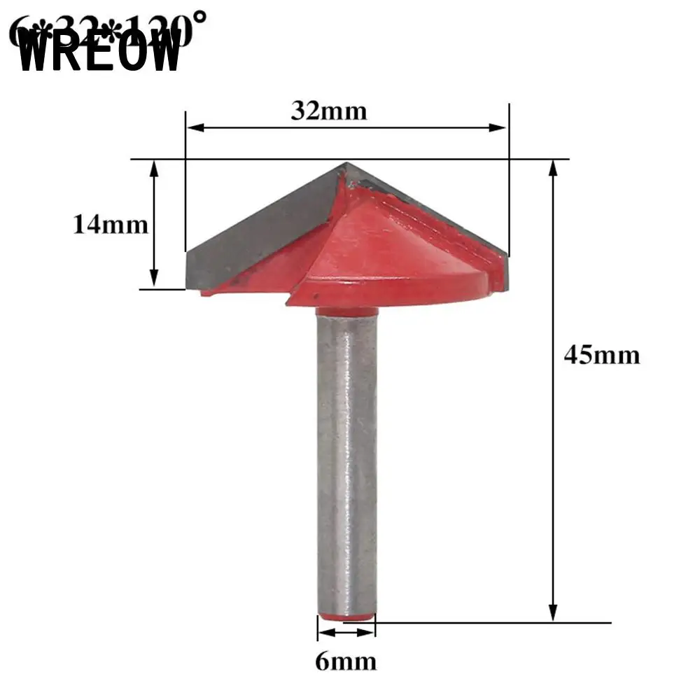 WREOW 1PC 6mm Shank 60/90/120 Degree Router Bit CNC Carbide Alloy Milling Cutter 3D V Router Bit Woodworking Tool For Slotting