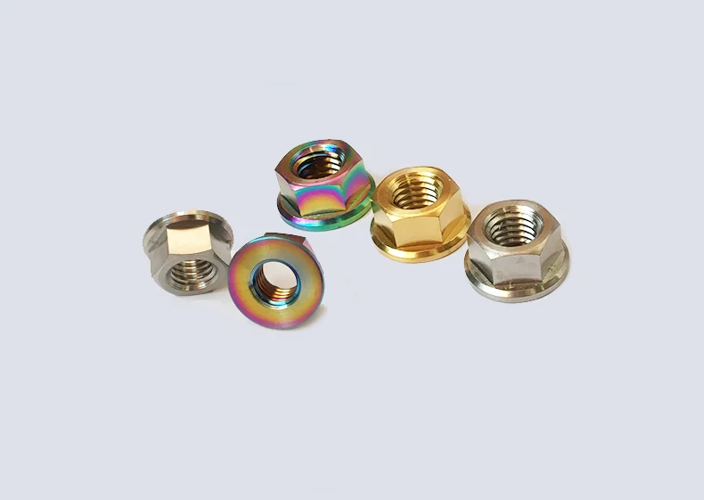 

1pcs M12 M14 M16 Titanium alloy nuts sleeves Ti bicycles motorcycles locomotives flange nut sleeve 1.25mm 1.5mm pitch