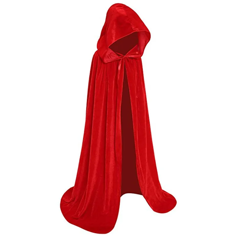 2XL Halloween Costume Unisex Cosplay Death Cape Long Hooded Cloak Wizard Witch Medieval Cape S-XL Black White Red Coffee Blue