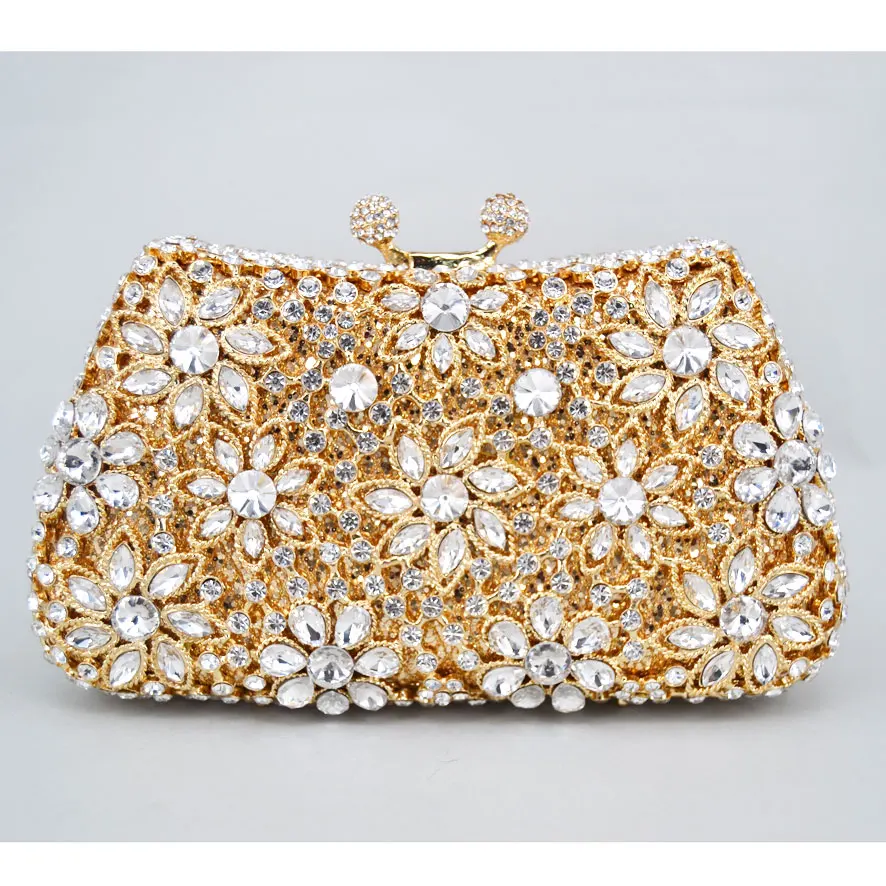 

Luxury Evening Bag Gold Silver Diamond Party Purse Women Party Wedding Bridal Chain Handbags Mini Shoulder Bag SC623