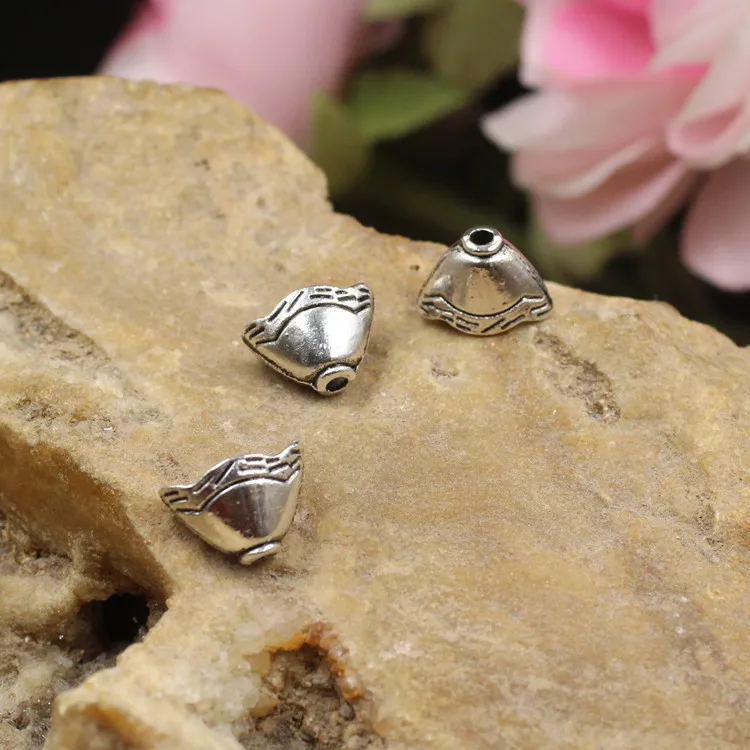 30pcs/lot Alloy Earring Jackets Receptacle 12x8mm Tibetan Silver Earrings Beads Caps Tassel End Caps DIY Jewelry Making Findings