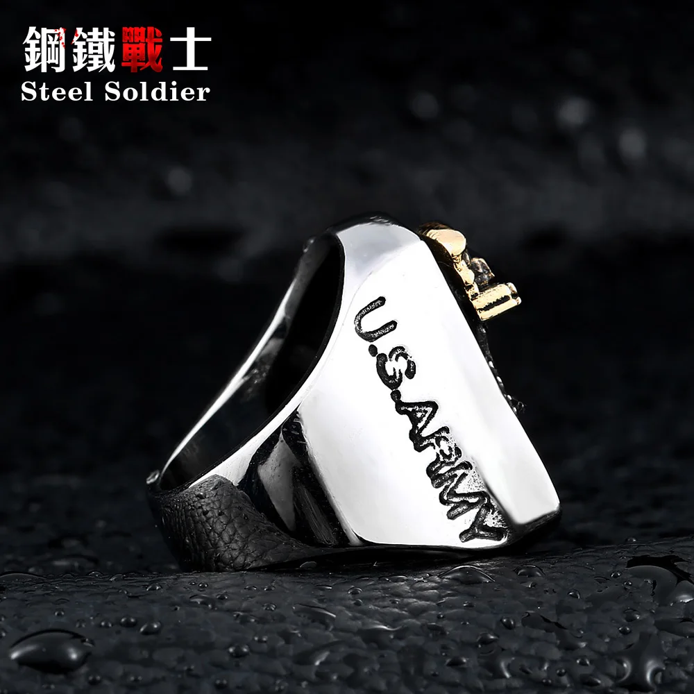 steel soldier 316l stainless steel men American the airborne screaming eagles ring personality punk jewelry as gift to bf