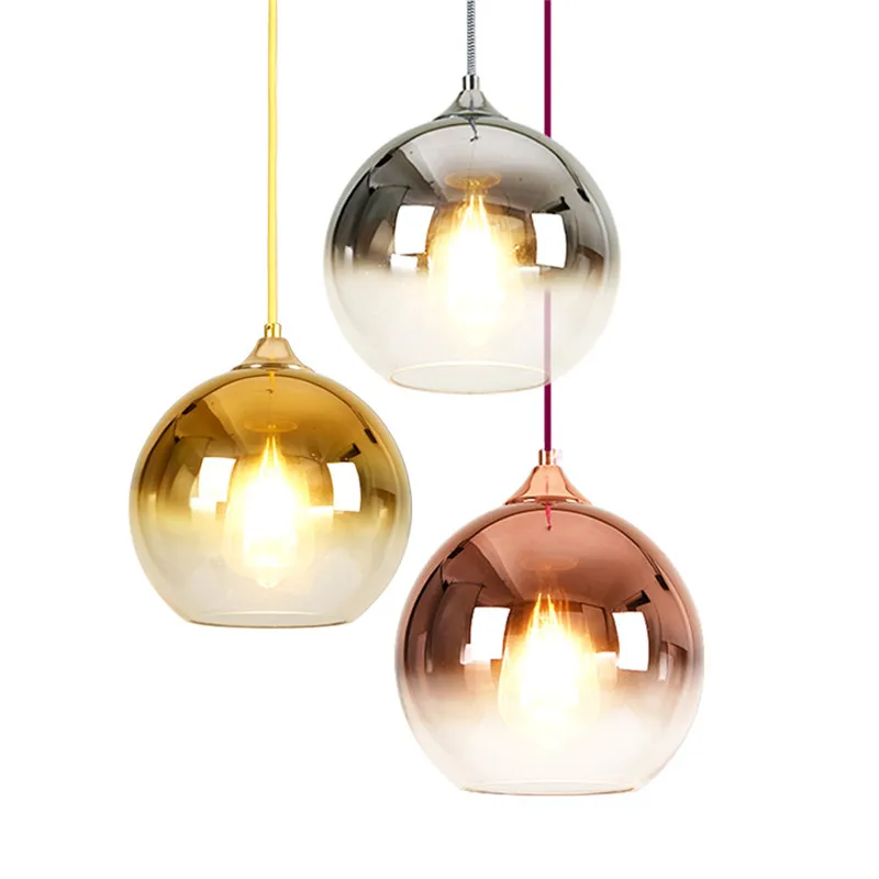 

Marmenkina Nordic minimalist pendant light restaurant creative bedroom bedside bar gradient gold glass ball pendant lamp