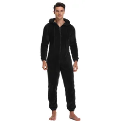 Uomo inverno caldo Teddy Fleece Stitch tutina Fluffy Sleepwear One Piece Sleep Lounge pigiama tute con cappuccio tutine per uomini adulti