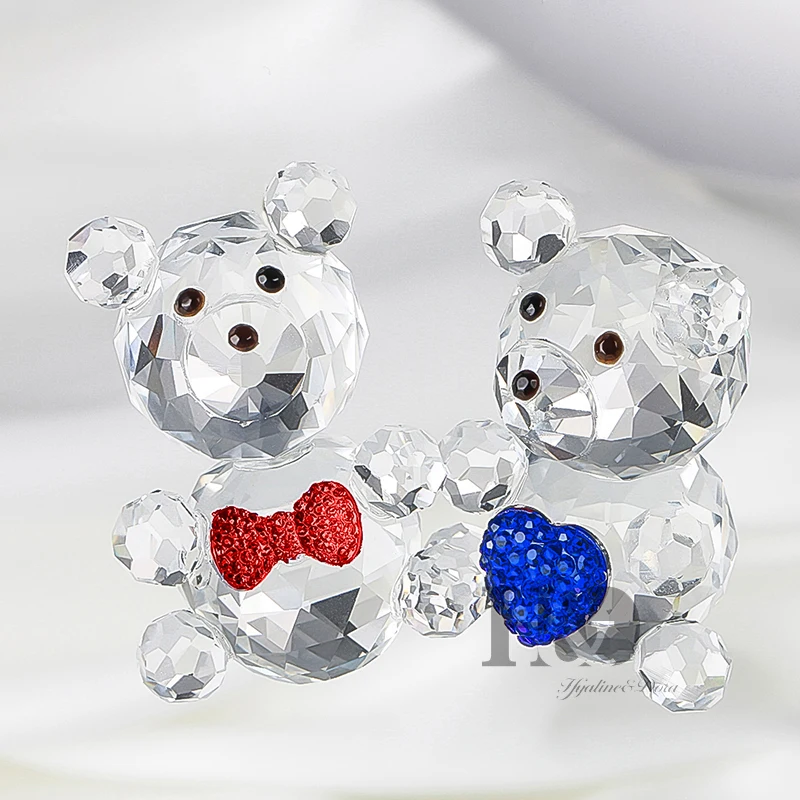 

H&D 2pcs Crystal Baby Bear Figurine Collection Animal Paperweight Table Centerpiece
