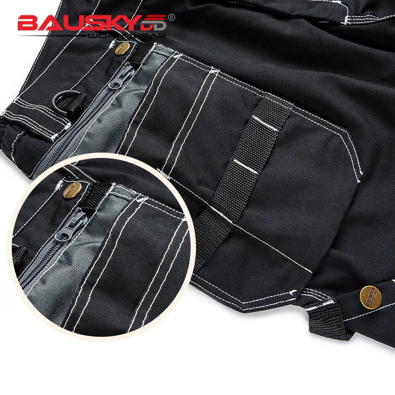 Bauskydd Arbeits kleidung Herren schwarze Arbeits kleidung Hosen mehrere Taschen Arbeits uniformen Taschen für Werkzeuge schneller Versand