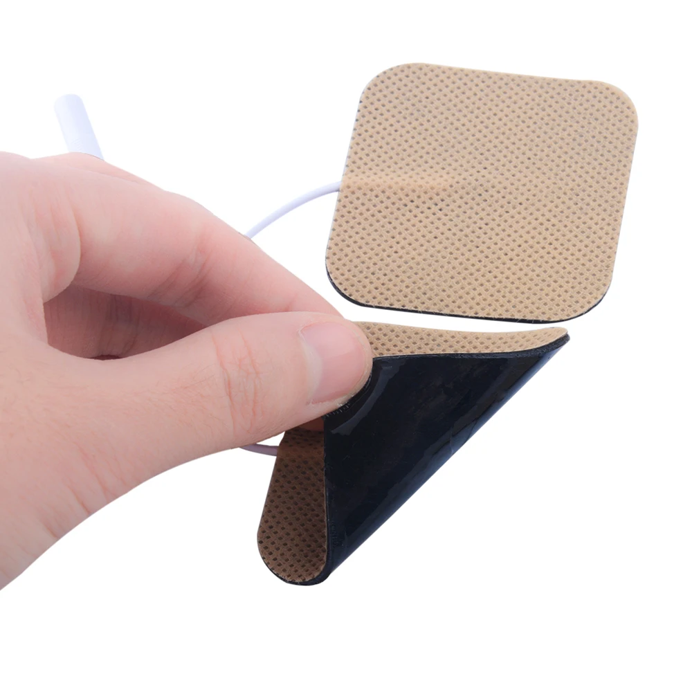 10 Pairs High Quality Brown Electrodes Pads With Plug Hole 2.0mm For TENS/EMS Digital Therapy Machine Size 5*5cm