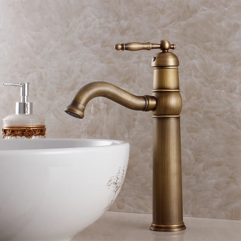 

2015 Tap Tap For Bathroom Fashion Counter Basin Copper Antique Faucet Beightening Wash High Vintage Single Hole Hot And Cold