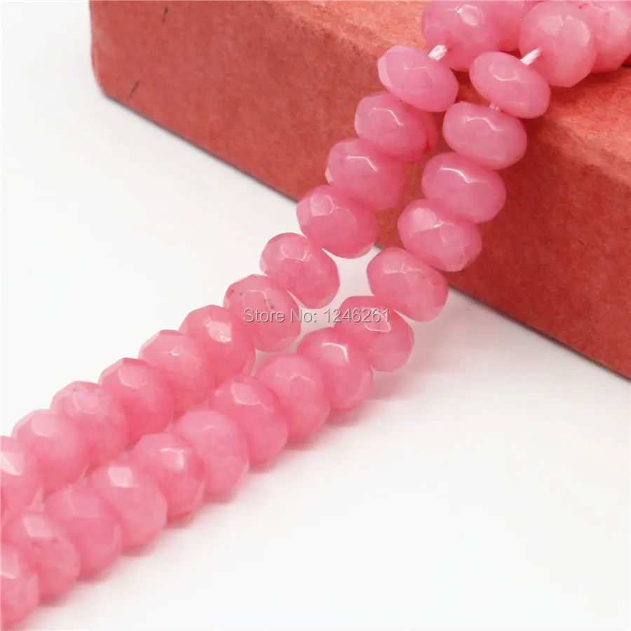 5x8mm Pink Chalcedony Accessories Crafts Loose Beads Stone DIY Jewelry Making Crystal Design 15inch Women Girls Gifts Abacus