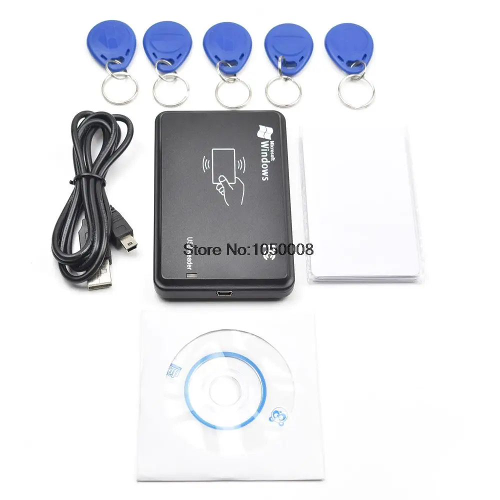 

125Khz USB Proximity Access Control Smart RFID ID Card Reader and Writer Copier+5pcs T5577 Tag+5pcs T5577 Card