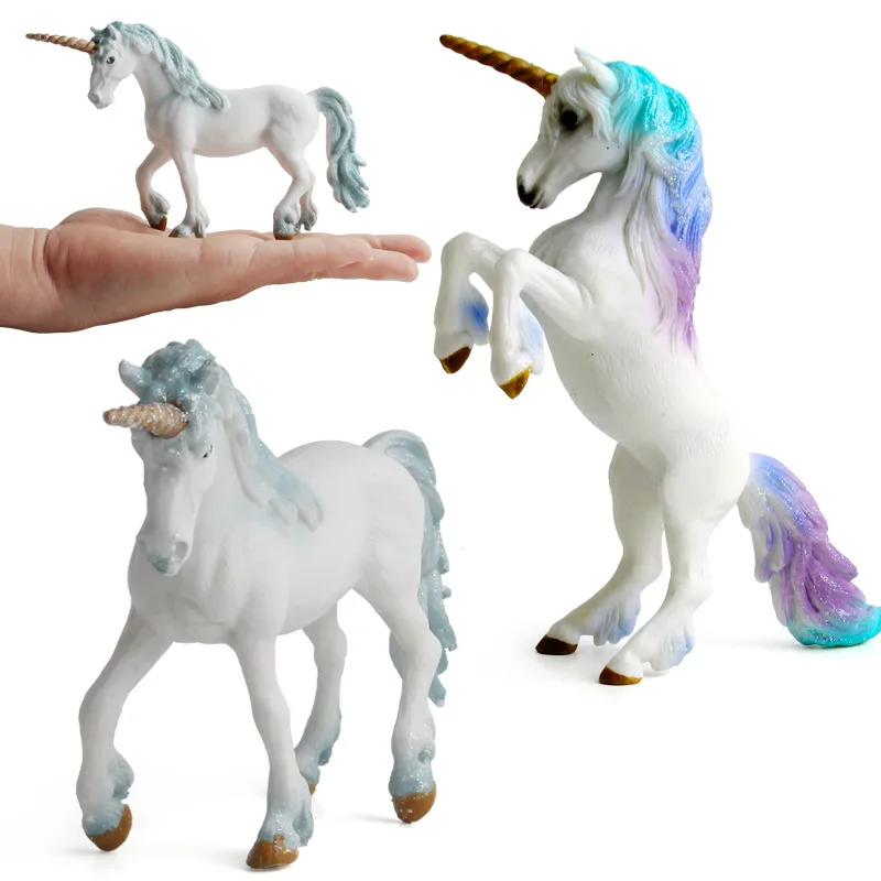 European Mythical Unicorn Figurines Pegasus Elf Miniatures Animals Model Fairy Flying Horse Action Figures Kids Collection Toys