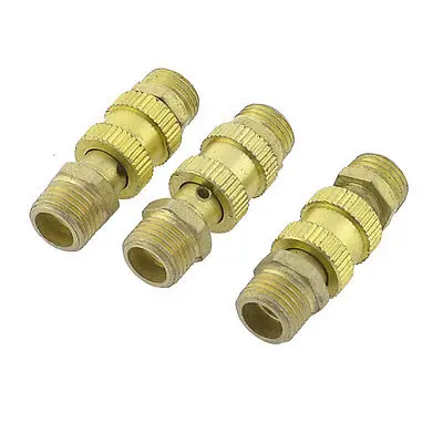 Air Compressor 1/4" PT Male Thread Release Valve Gold Tone 3 Pcs