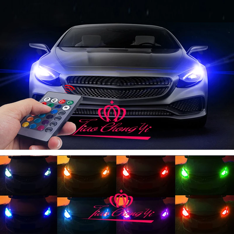 2x T10 6SMD 5050 RGB LED  Wedge Side Light Reading Lamp Bulb + Remote Control