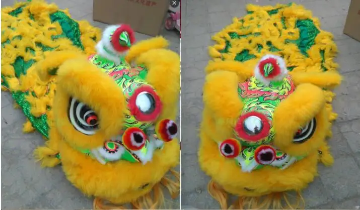 Lion Dance Wool Costume Double Color Outfit China Southern Hongkong Macao Foshan Hand Made Stage Accessories For Oversea Chinese