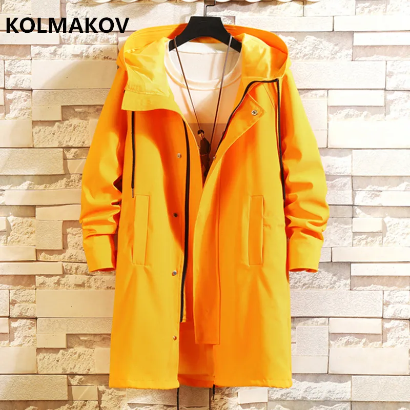 2022 Autumn Men's Casual Trench Coat  Hooded Windbreakers Male Waterproof Long Jackets men Loose Style size M- 5XL,6XL