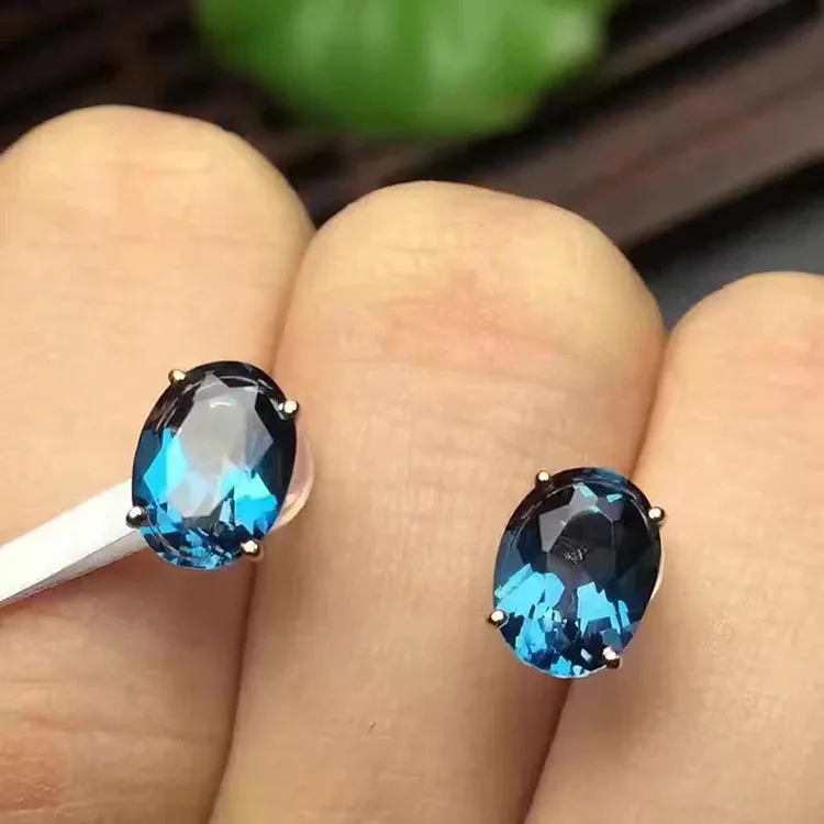 925 silver sterling natural London Blue topaz earrings water drop fine Jewelry 2019 new wholesale