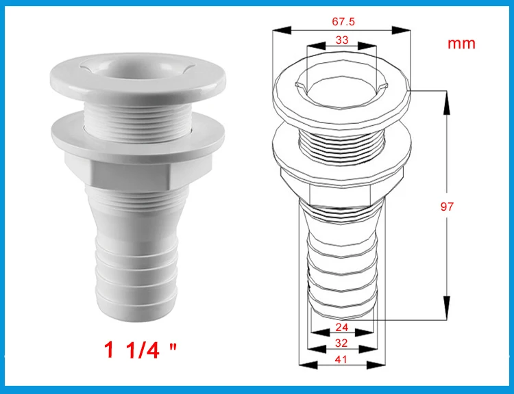Boat Yachts Speed Boat RV Camping Bilge Hull Drain Sewer Outlet