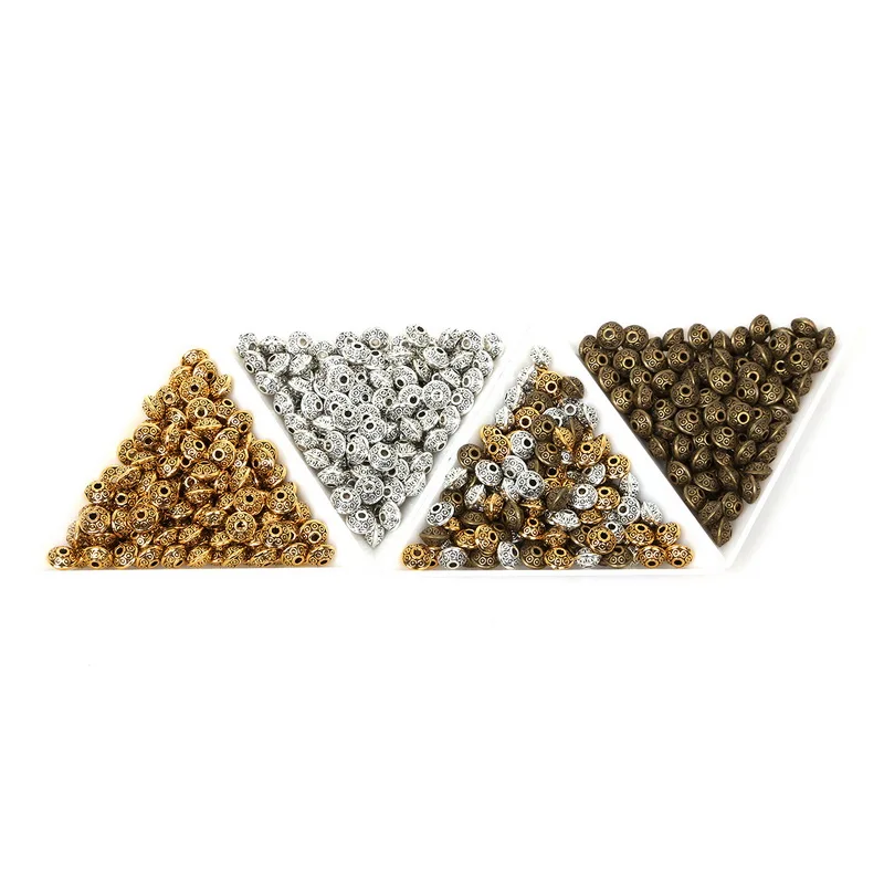 Hot Selling 50pcs 6mm Gold Bronze Tibetan Silver Metal Charms UFO Shape Loose Spacer Beads For Bracelet Jewelry Findings Making