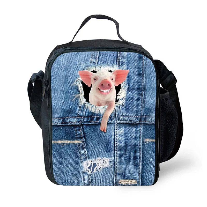 Brand lunch lunch bag denim animal series print lunch box portable freezer picnic food bag lunch bag fresh bag