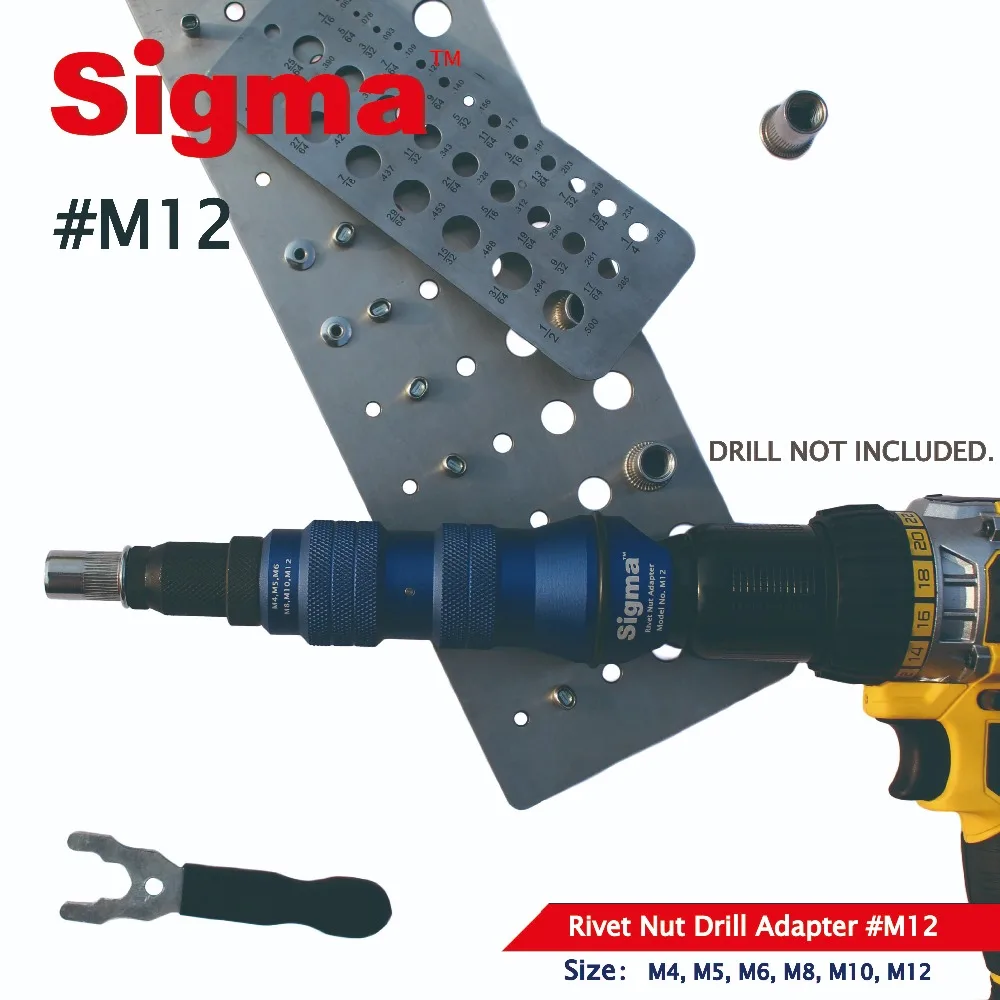 Sigma # m12ヘビーデューティーワイヤーリベットナットドリルアダプターコードレスまたは電動パワーツールアクセサリー代替エアリベットナットガン
