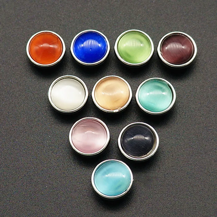 New NS5015 Mixed 10pcs 12mm Natrual cat eye stone Beauty giner snap buttons fit DIY snap bracelet Jewelry wholesale