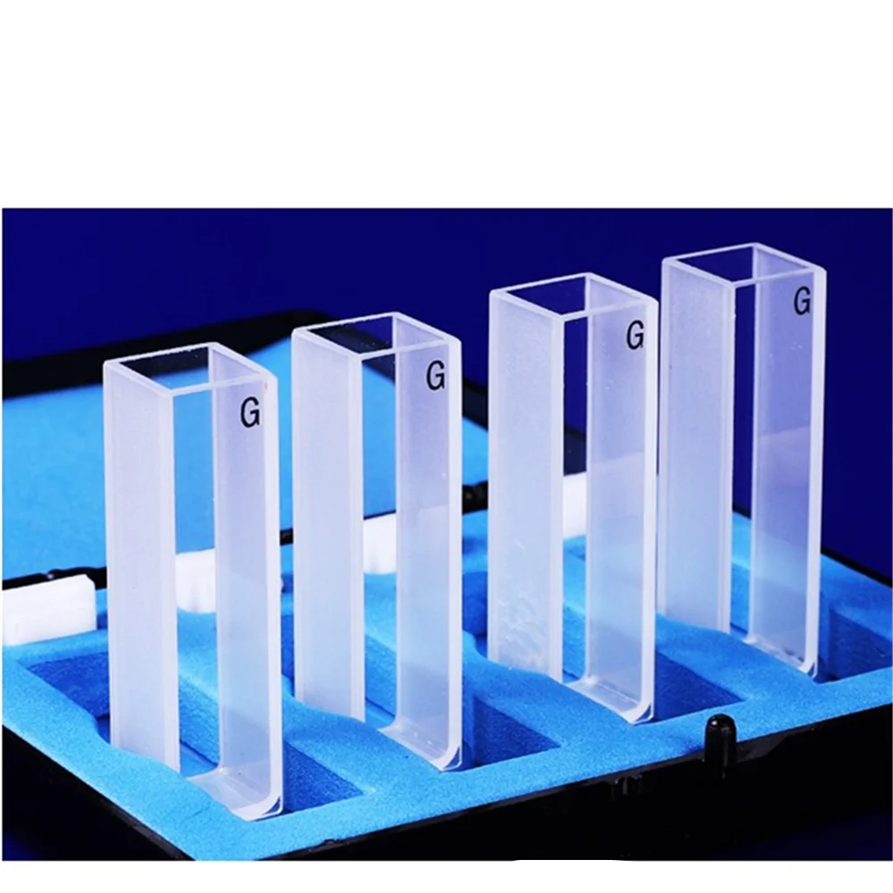 4Pcs 10mm Path Length Glass Cuvette Cell With Lid For Spectrophotometers